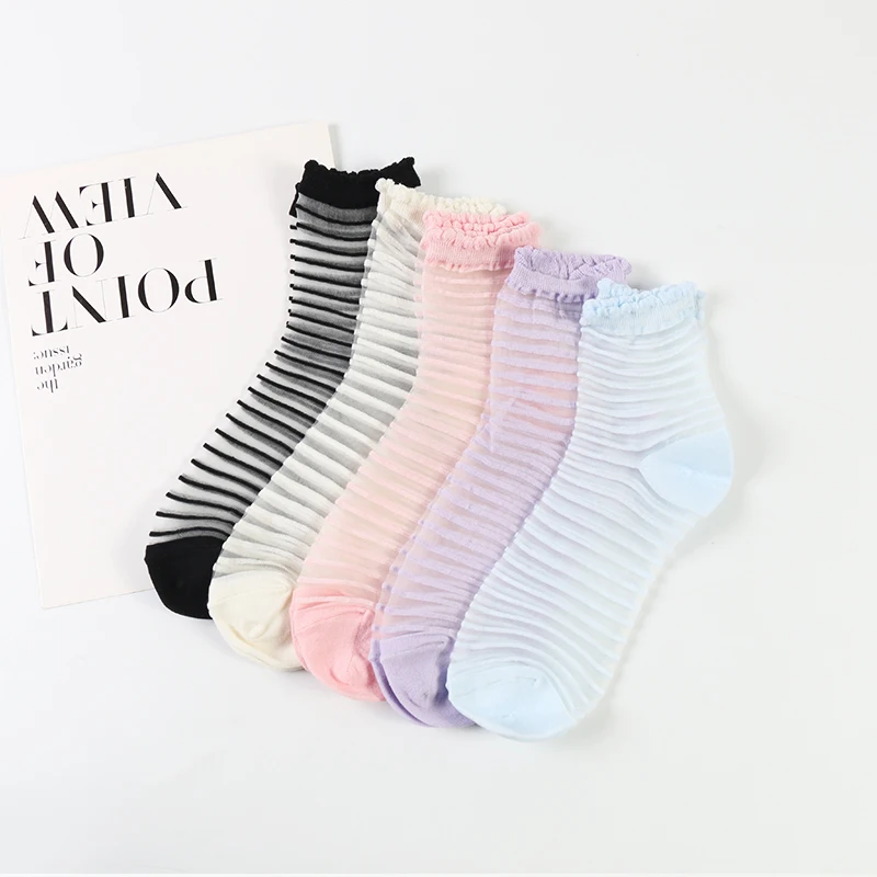 DONG AI 5 pairs fashion ultra-thin cool transparent horizontal strips glass silk women's socks
DONG AI 5 pairs fashion ultra-thin cool transparent horizontal strips glass silk women's socks