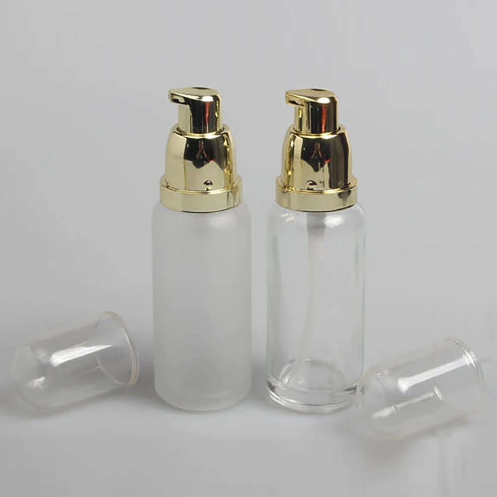 Clear and Frosted with gold lids cream bottle cosmetic packaging 40ml foundation bottle with pump
Clear and Frosted with gold lids cream bottle cosmetic packaging 40ml foundation bottle with pump