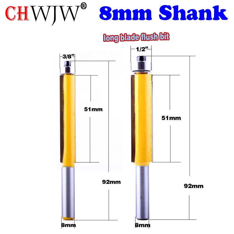 1Pc 8mm SHANK long blade flush bit Flush Trim Router Bit End Bearing For Woodworking Cutting Tool
1Pc 8mm SHANK long blade flush bit Flush Trim Router Bit End Bearing For Woodworking Cutting Tool