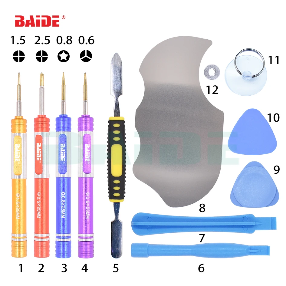 12 in 1 Mobile Phone Repair Tool Kit for iPhone iPad Xiaomi Tablet PC Small Toys Hand Tools Set Pry Opening Screwdriver
12 in 1 Mobile Phone Repair Tool Kit for iPhone iPad Xiaomi Tablet PC Small Toys Hand Tools Set Pry Opening Screwdriver