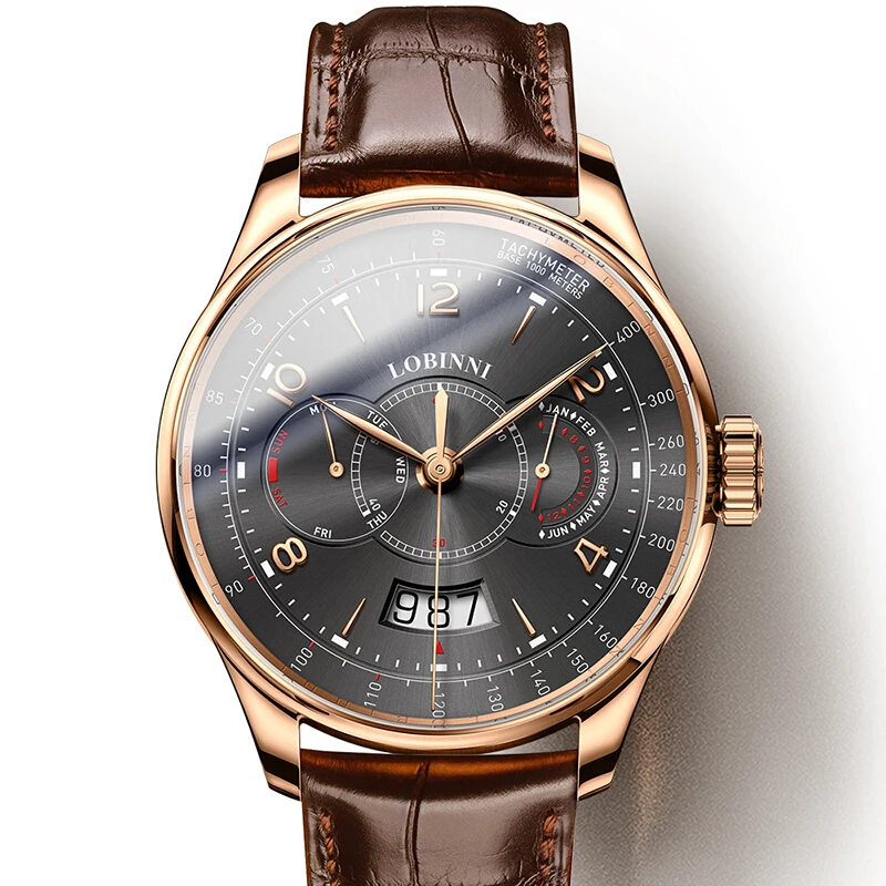 Switzerland LOBINNI Luxury Brand Japan 9122 MIYOTA Automatic Mechanical Men's Watches Waterproof Sapphire Tachymeter L16013-2
Switzerland LOBINNI Luxury Brand Japan 9122 MIYOTA Automatic Mechanical Men's Watches Waterproof Sapphire Tachymeter L16013-2