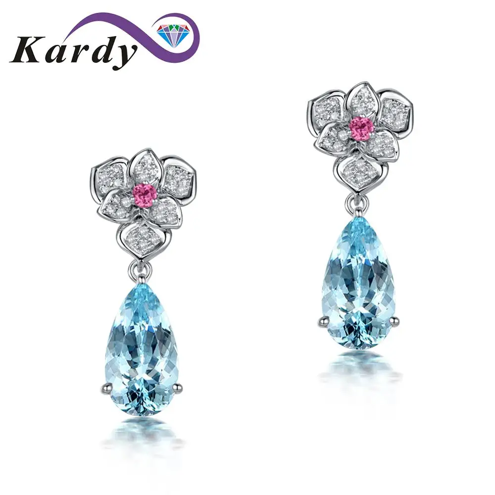 Fashion Aquamarine Natural Gemstone Diamond 14K White Gold Engagement Wedding Drop Earrings Set for Women
Fashion Aquamarine Natural Gemstone Diamond 14K White Gold Engagement Wedding Drop Earrings Set for Women
