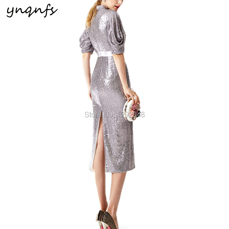 YNQNFS RE10 Chinese Style High Neck 1/2 Sleeve Sheath Party Gown Tea Length Guest Dress Mother of Bride Dresses Silver Grey
YNQNFS RE10 Chinese Style High Neck 1/2 Sleeve Sheath Party Gown Tea Length Guest Dress Mother of Bride Dresses Silver Grey