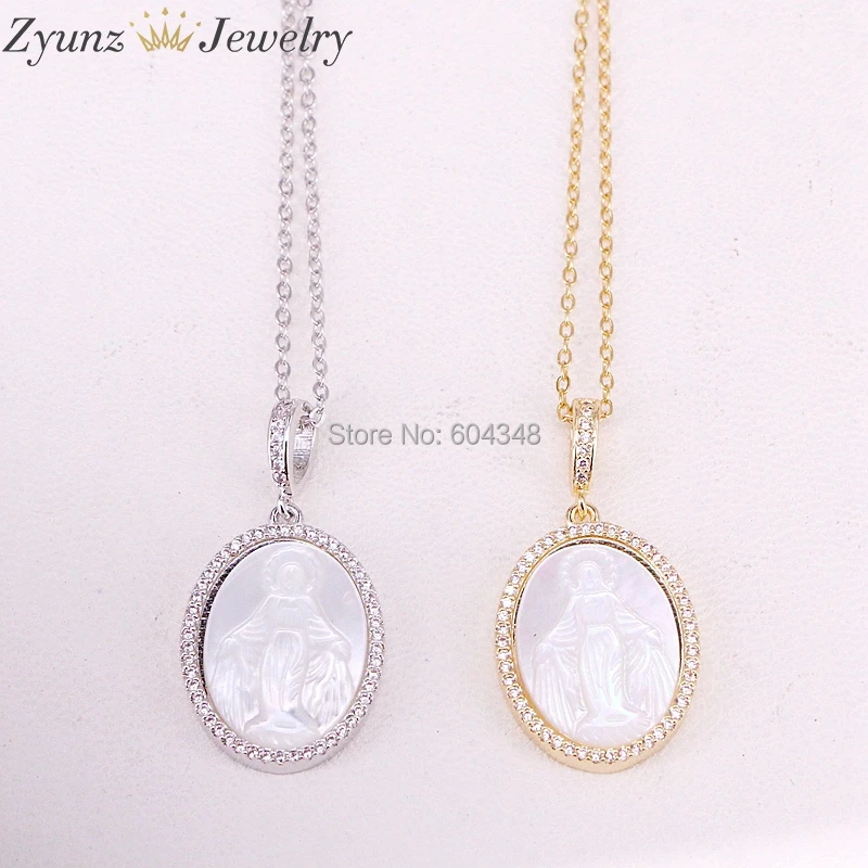 5 Strands, Mother of Pearl Pendant, Gold Silver Color Virgin Mary Necklace, FASHION Jewelry CZ Oval Medal Pendant Necklace
5 Strands, Mother of Pearl Pendant, Gold Silver Color Virgin Mary Necklace, FASHION Jewelry CZ Oval Medal Pendant Necklace