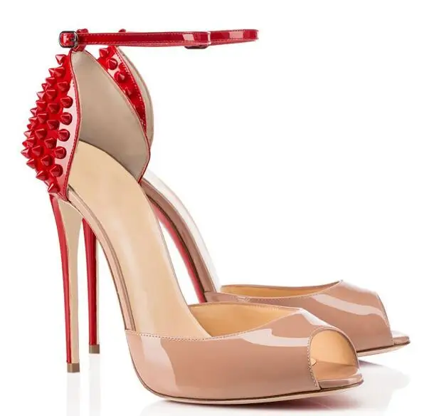 Sexy Patent Leather Patchwork Stiletto Women Dress Shoes Fashion Back Rivet Peep Toe High Heels Lady Sandals Party Pumps
Sexy Patent Leather Patchwork Stiletto Women Dress Shoes Fashion Back Rivet Peep Toe High Heels Lady Sandals Party Pumps