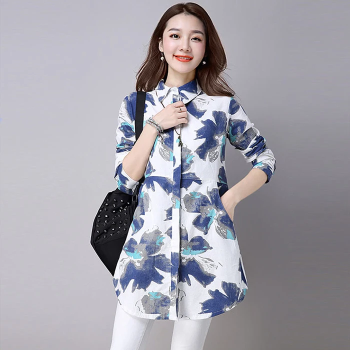 #0129 Chinese Style Cotton Linen Shirt Women White Long Sleeved Retro Floral Print Shirt Women Vintage Cotton Long Blouse Female
#0129 Chinese Style Cotton Linen Shirt Women White Long Sleeved Retro Floral Print Shirt Women Vintage Cotton Long Blouse Female