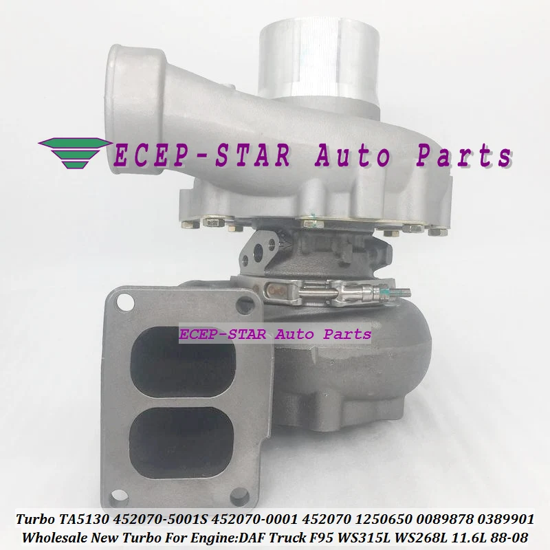 Турбо TA5130 452070-5001S 1250650 0089878 0389901 452070-0001 452070-0005 Турбина для грузовика DAF F95 WS315L WS268L 11,6L 1988-08
Турбо TA5130 452070-5001S 1250650 0089878 0389901 452070-0001 452070-0005 Турбина для грузовика DAF F95 WS315L WS268L 11,6L 1988-08
