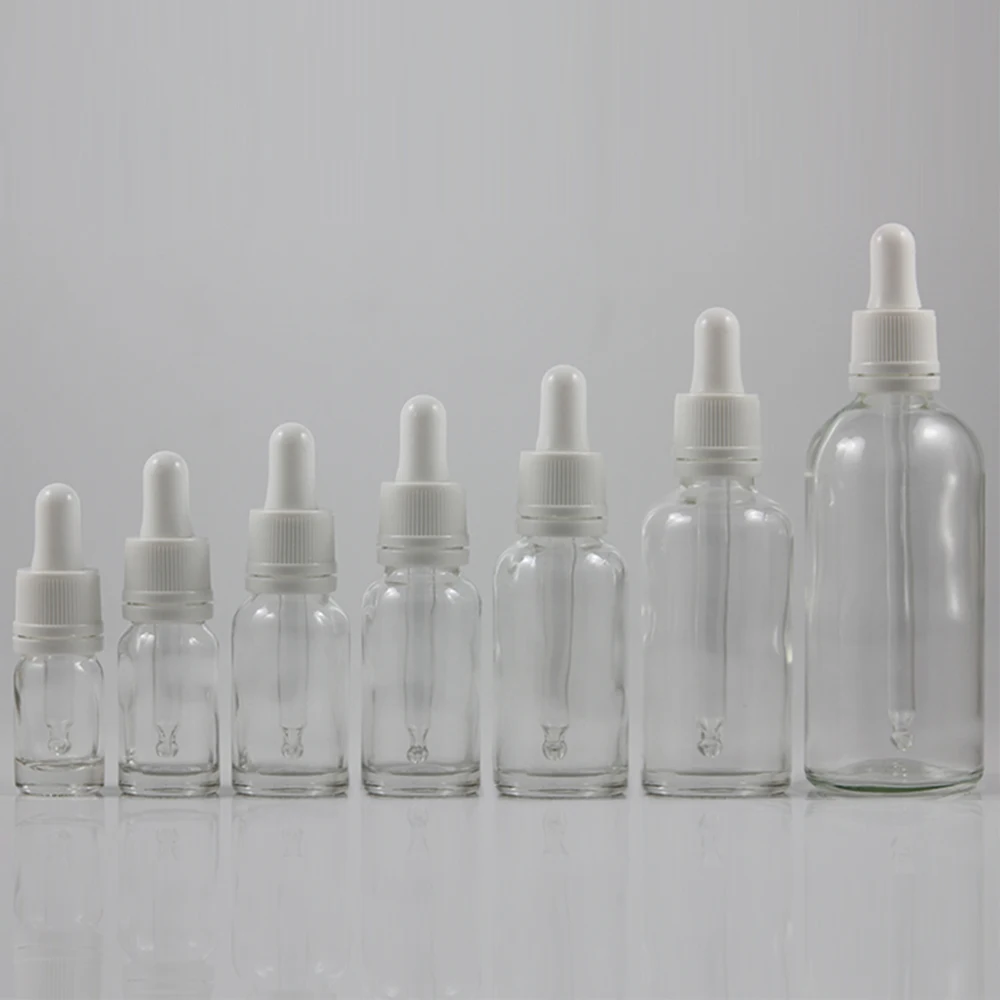 Clear Glass bottle with white dropper bottle 10 ml, High quality cosmetic bottle with dropper 10ml
Clear Glass bottle with white dropper bottle 10 ml, High quality cosmetic bottle with dropper 10ml