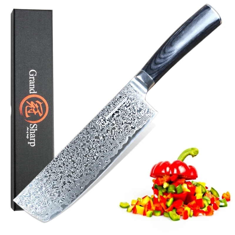 GRANDSHARP 7 Inch Nakiri Knife Damascus Japanese Stainless Steel VG-10 Cooking Tools Damascus Chef Knife Cleaver Vegetables NEW
GRANDSHARP 7 Inch Nakiri Knife Damascus Japanese Stainless Steel VG-10 Cooking Tools Damascus Chef Knife Cleaver Vegetables NEW
