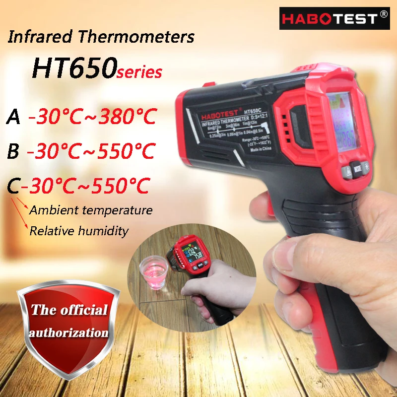 HABOTEST HT650A/HT650B/HT650C Mini infrared thermometer/infrared electronic thermometer/ambient temperature/humidity measurement
HABOTEST HT650A/HT650B/HT650C Mini infrared thermometer/infrared electronic thermometer/ambient temperature/humidity measurement