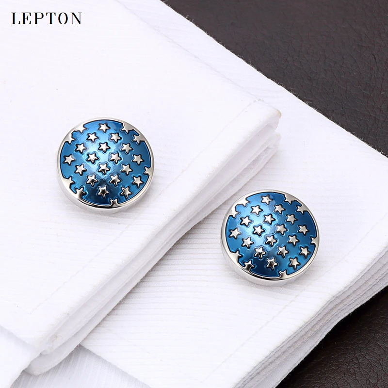 Lepton Blue Star Cufflinks Stainless Steel Round Enamel Star Cuff links for Mens Shirt Studs Gift Lawyer Relojes gemelos
Lepton Blue Star Cufflinks Stainless Steel Round Enamel Star Cuff links for Mens Shirt Studs Gift Lawyer Relojes gemelos