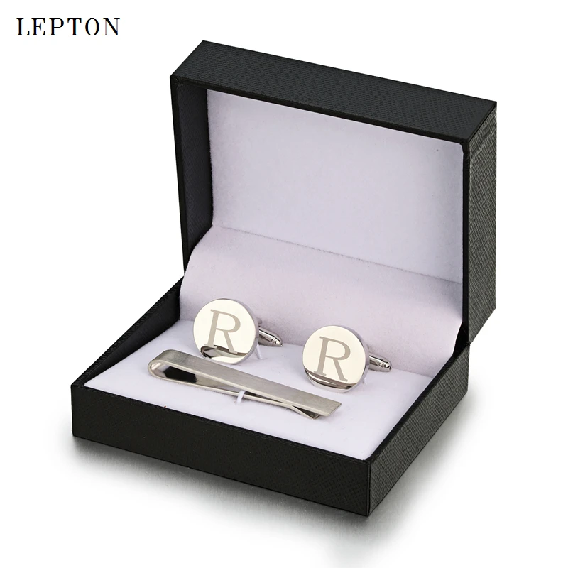 Lepton Round Laser Letter Cufflinks And Tie Clips Set Letters R Cuff links For Mens French Shirt Cuffs Cufflink Relojes Gemelos
Lepton Round Laser Letter Cufflinks And Tie Clips Set Letters R Cuff links For Mens French Shirt Cuffs Cufflink Relojes Gemelos
