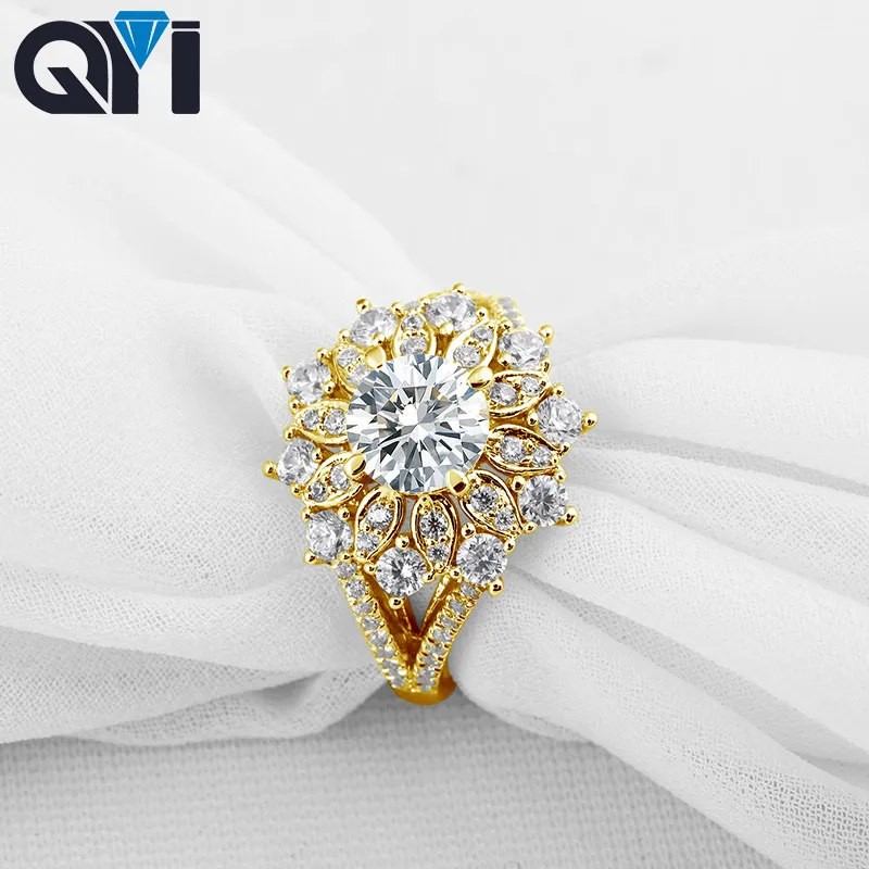 QYI Flower Shape 14K Solid Yellow Gold Rings 1 Carat Round D Color Moissanite Diamond Engagement Ring For Wedding Jewelry
QYI Flower Shape 14K Solid Yellow Gold Rings 1 Carat Round D Color Moissanite Diamond Engagement Ring For Wedding Jewelry