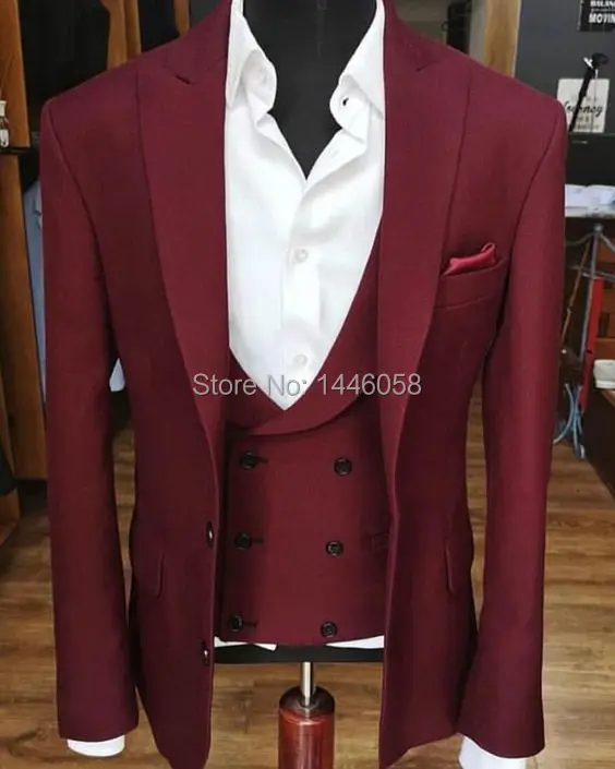 Burgundy Formal Men Suits Slim Fit Wedding Groom Tuxedos Peaked Lapel 3 Pieces Jacket+Pants+Vest Terno Prom Suit Costume Homme
Burgundy Formal Men Suits Slim Fit Wedding Groom Tuxedos Peaked Lapel 3 Pieces Jacket+Pants+Vest Terno Prom Suit Costume Homme