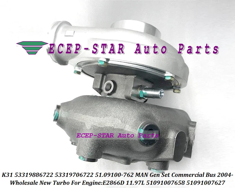K31 53319886722 53319706722 51091007627 Turbo 51.09100-762 51091007658 For MAN Gen Set Commercial Bus 2004- E2866D 11.97L 330HP
K31 53319886722 53319706722 51091007627 Turbo 51.09100-762 51091007658 For MAN Gen Set Commercial Bus 2004- E2866D 11.97L 330HP