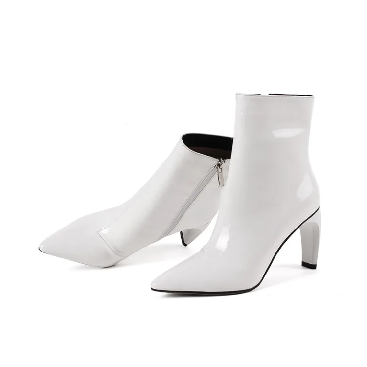 Solid Black White Red Strange Kitten heel Ankle Boots 8cm Heels Women Pointed Toe Motorcycle Boots Female Outfit Bottines
Solid Black White Red Strange Kitten heel Ankle Boots 8cm Heels Women Pointed Toe Motorcycle Boots Female Outfit Bottines