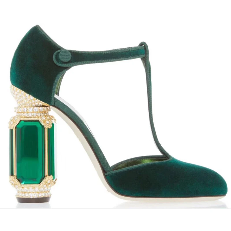 Luxury green purple Velvet Big Gemstone Chunky Heels Pumps Ladies T-Strap Crystal Heels Ankle Buckle Lolita Pumps wedding Shoes
Luxury green purple Velvet Big Gemstone Chunky Heels Pumps Ladies T-Strap Crystal Heels Ankle Buckle Lolita Pumps wedding Shoes
