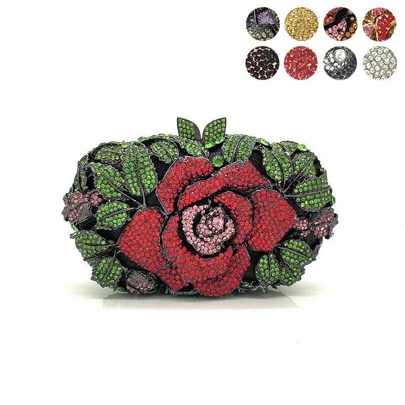Bridal wedding party purse women evening party bag diamonds luxury colorful crystal clutch elegant rose flower crystal purse
Bridal wedding party purse women evening party bag diamonds luxury colorful crystal clutch elegant rose flower crystal purse