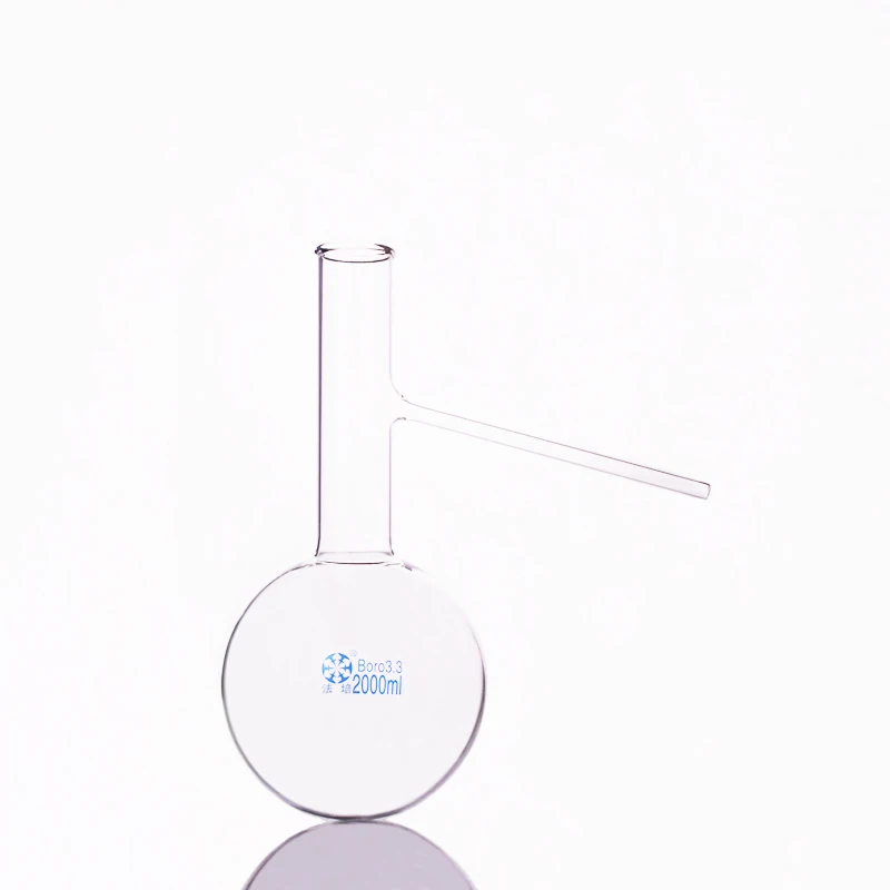 Distilling flask with side tube,Capacity 2000ml,Distillation flask with branch,Round-bottomed flask with side glass tube
Distilling flask with side tube,Capacity 2000ml,Distillation flask with branch,Round-bottomed flask with side glass tube