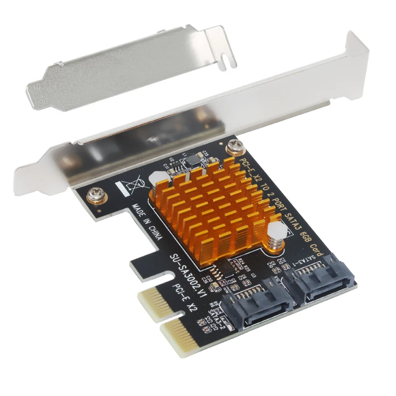 PCIe PCI Express to SATA 3.0 Card with Bracket 2 Port SATA III 6Gbps ASMedia1062 Adapter Big Heatsink for PC SSD HDD IPFS Mining
PCIe PCI Express to SATA 3.0 Card with Bracket 2 Port SATA III 6Gbps ASMedia1062 Adapter Big Heatsink for PC SSD HDD IPFS Mining