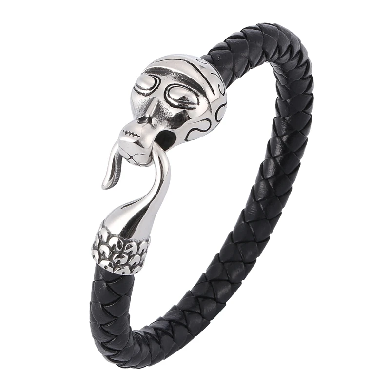 Black Brown leather bracelet men titanium fashion Punk snake accessories men jewelry Wristband pulseira BB0387
Black Brown leather bracelet men titanium fashion Punk snake accessories men jewelry Wristband pulseira BB0387