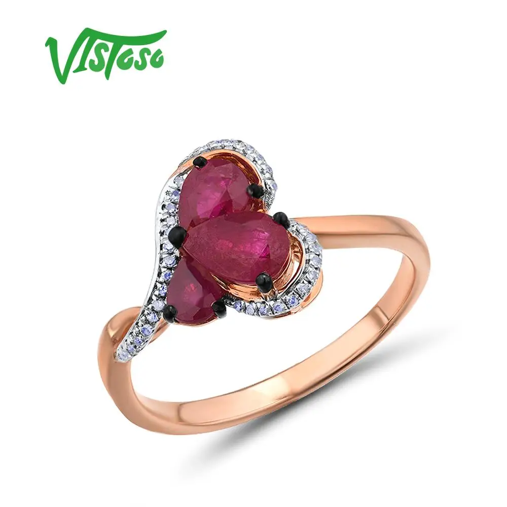 VISTOSO Gold Rings For Women Genuine 14K 585 Rose Gold Ring Heart Ring Sparkling Red Ruby Diamond Trendy Wedding Fine Jewelry
VISTOSO Gold Rings For Women Genuine 14K 585 Rose Gold Ring Heart Ring Sparkling Red Ruby Diamond Trendy Wedding Fine Jewelry