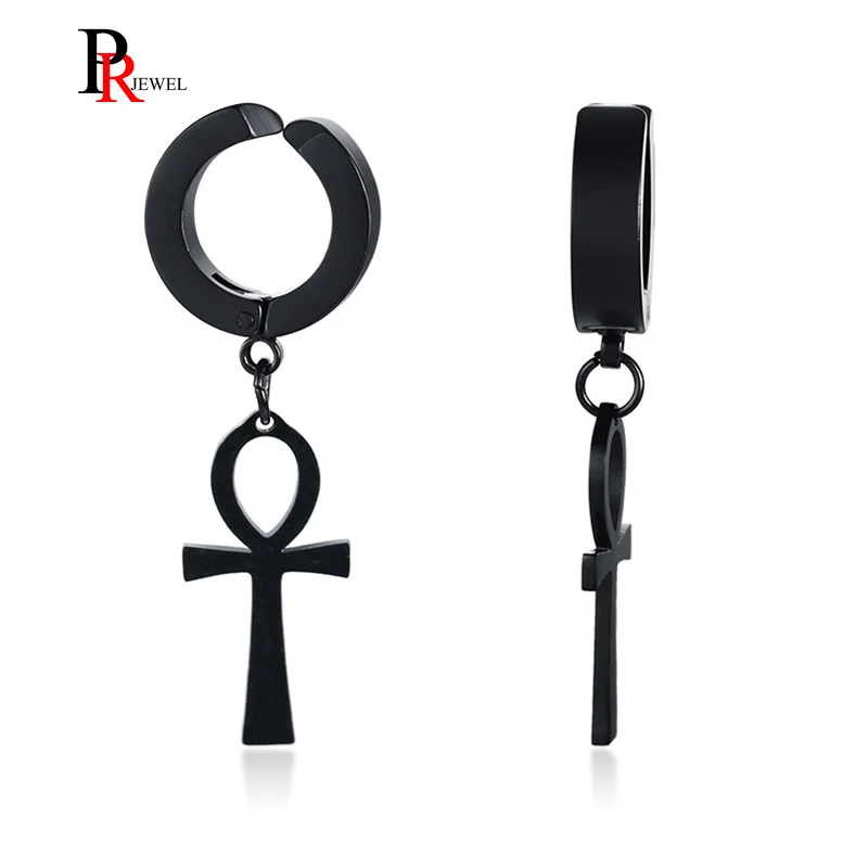 Ankh Cross Earrings for Men Black Silver Color Stainless Steel Ear Clip Style arete Male Accessories
Ankh Cross Earrings for Men Black Silver Color Stainless Steel Ear Clip Style arete Male Accessories