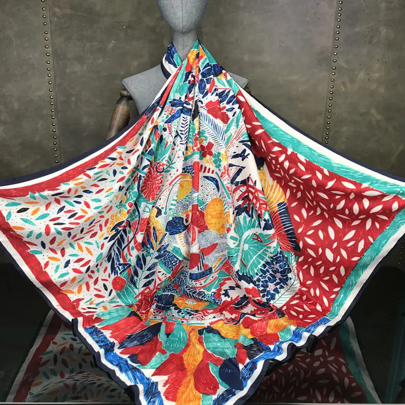 New woman Fashion silk Scarf flowers Pattern Printing 130 Square scarf Decoration Headdress Gift headscarf high quality Shawl
New woman Fashion silk Scarf flowers Pattern Printing 130 Square scarf Decoration Headdress Gift headscarf high quality Shawl