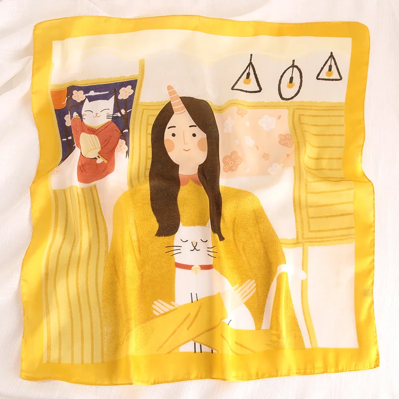 KOI LEAPING woman fashion cat pattern printing 70x70cm small square scarf Silk scarf scarves headscarf hot sale gift
KOI LEAPING woman fashion cat pattern printing 70x70cm small square scarf Silk scarf scarves headscarf hot sale gift