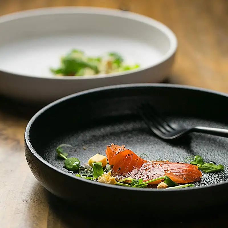KINGLANG European-Style Ceramic Deep Round Soup Plate Fish Salad Plate Tableware Matt Color Black White Sallow Dish Salad Plate
KINGLANG European-Style Ceramic Deep Round Soup Plate Fish Salad Plate Tableware Matt Color Black White Sallow Dish Salad Plate