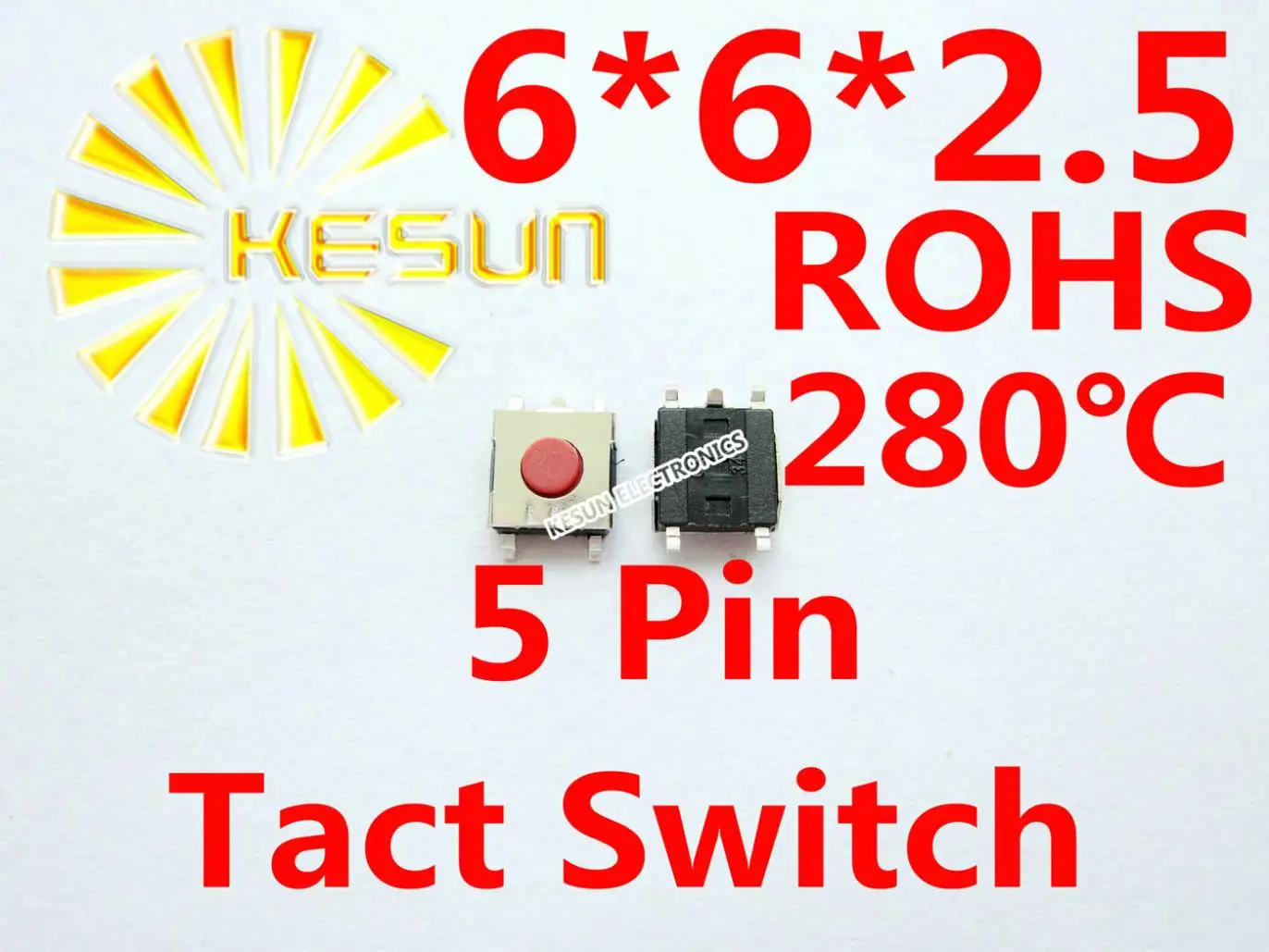 1000PCS SMT 6X6X2.5MM 5pin Tactile Tact Push Button Micro Switch Momentary ROHS
1000PCS SMT 6X6X2.5MM 5pin Tactile Tact Push Button Micro Switch Momentary ROHS