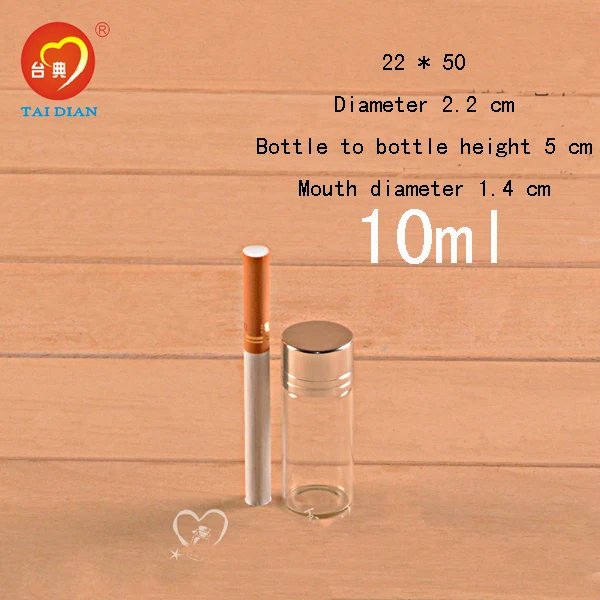 Capacity 10ml bottle (22*50mm) 50pcs/lot aluminum cap Diameter 2.2 cm height 5 cm mouth diameter 1.4 cm,small glass bottles 10ml
Capacity 10ml bottle (22*50mm) 50pcs/lot aluminum cap Diameter 2.2 cm height 5 cm mouth diameter 1.4 cm,small glass bottles 10ml