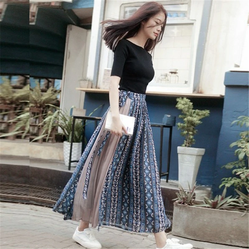 2019 New Boho Women Floral Long Skirt Women Summer Vintage Folk-custom Chiffon Beach Skirts Lace-up Pleated Skirt Women
2019 New Boho Women Floral Long Skirt Women Summer Vintage Folk-custom Chiffon Beach Skirts Lace-up Pleated Skirt Women