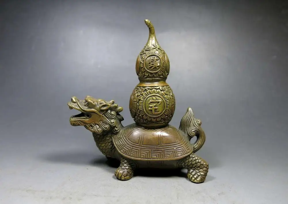 China Feng Shui brass copper carved town house Evil Gourd turtle dragon Statue
China Feng Shui brass copper carved town house Evil Gourd turtle dragon Statue