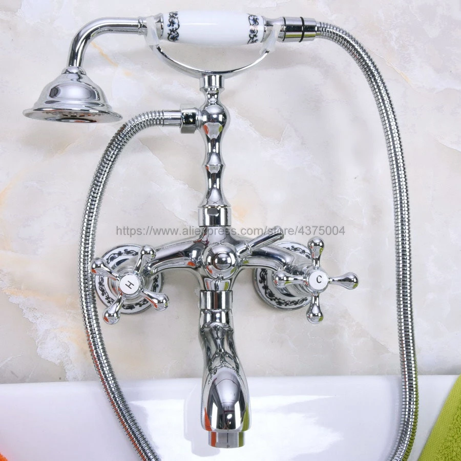 Wall Mounted Bathtub Faucet Polished Chrome Tub Sink Faucet Telephone Style Bathroom Bath Shower Set with Handshower Nna196
Wall Mounted Bathtub Faucet Polished Chrome Tub Sink Faucet Telephone Style Bathroom Bath Shower Set with Handshower Nna196
