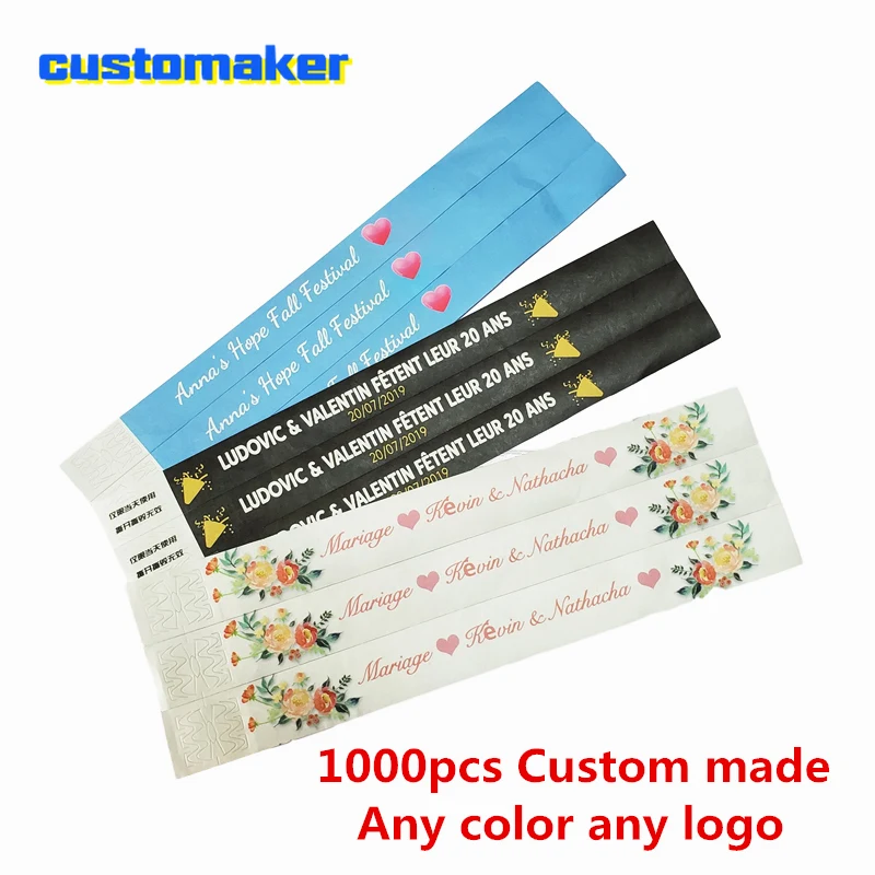 Custom Made Logo Color Printing Bracelet, Customized Wedding Band, Tyvek Wristband for Club Bar Parties Events Security, 1000Pcs
Custom Made Logo Color Printing Bracelet, Customized Wedding Band, Tyvek Wristband for Club Bar Parties Events Security, 1000Pcs
