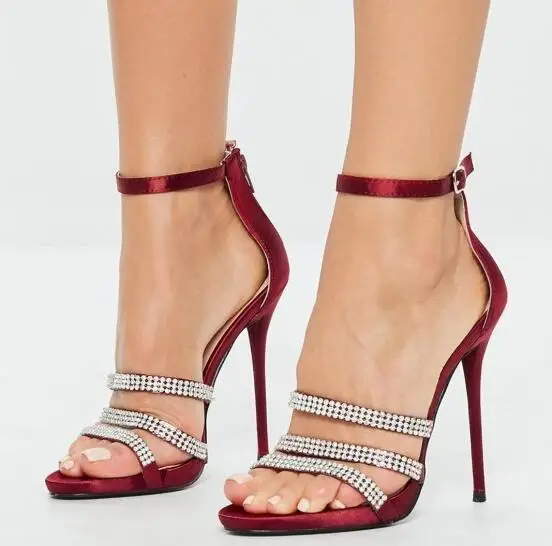 Carpaton Burgundy Stain Rhinestone Stiletto Heels Ankle Strap Sandals Woman Cutouts Sexy Thin Heels Party Wedding Shoes
Carpaton Burgundy Stain Rhinestone Stiletto Heels Ankle Strap Sandals Woman Cutouts Sexy Thin Heels Party Wedding Shoes