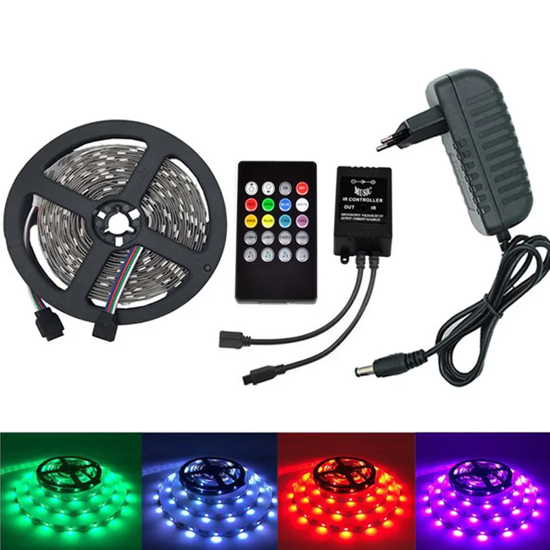 5050 SMD Strip Light 60LEDs/M RGB Color Flexible LED Tape 12V with Music Controller and Power Supply 2A
5050 SMD Strip Light 60LEDs/M RGB Color Flexible LED Tape 12V with Music Controller and Power Supply 2A