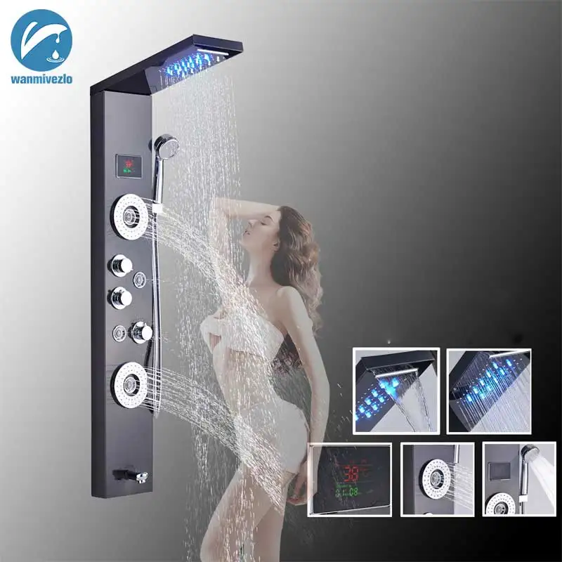 LED Bath Shower Faucet Temperature Digital Display Bathtub Tap Shower Panel Body Massage System Jets Tower Shower Column Faucet
LED Bath Shower Faucet Temperature Digital Display Bathtub Tap Shower Panel Body Massage System Jets Tower Shower Column Faucet