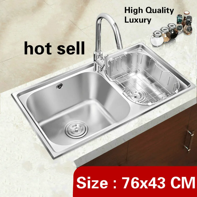 Free shipping Apartmen high quality wash vegetables high volume kitchen double groove sink luxury 304 stainless steel 76x43 CM
Free shipping Apartmen high quality wash vegetables high volume kitchen double groove sink luxury 304 stainless steel 76x43 CM