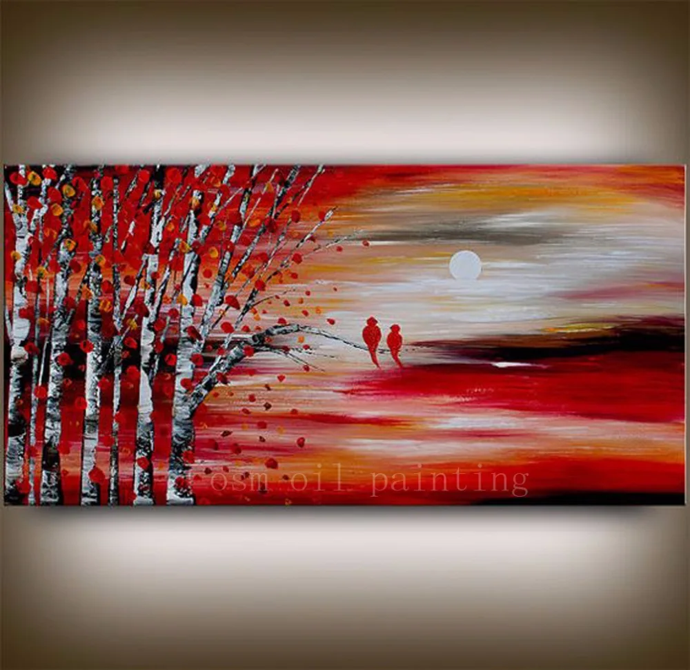 Hand Painted Artwork Landscape Red Sunset Picture Handmade Abstract Red Birds Have a Rest in Knife Tree Oil Painting on Canvas
Hand Painted Artwork Landscape Red Sunset Picture Handmade Abstract Red Birds Have a Rest in Knife Tree Oil Painting on Canvas