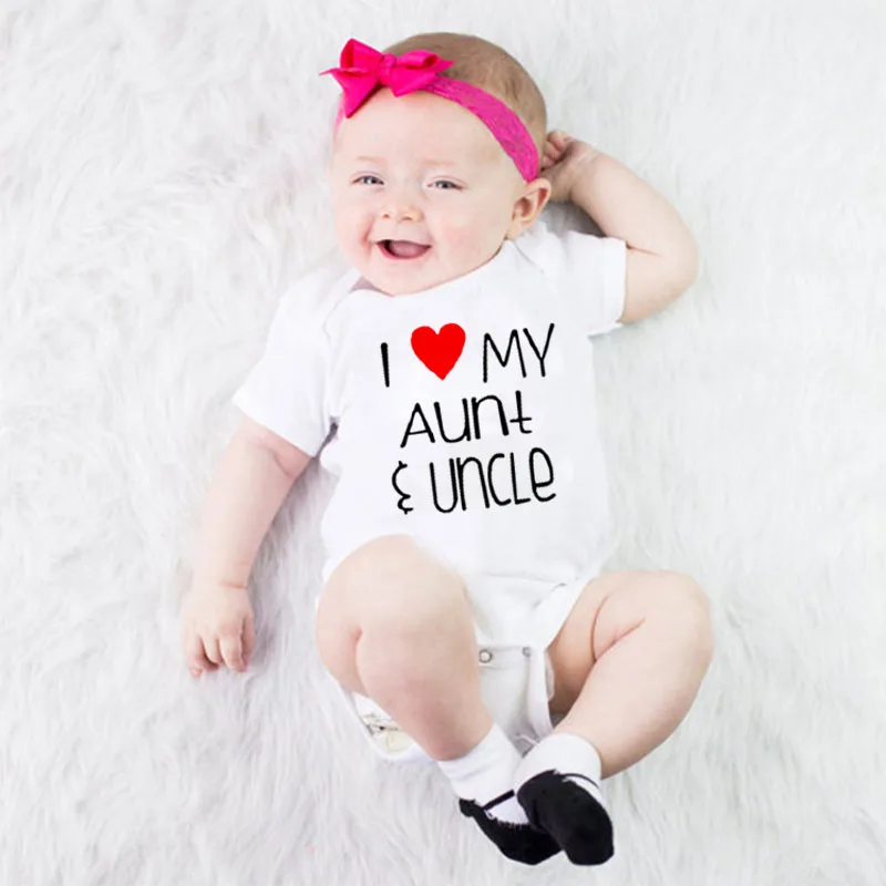 Cute I Love Aunt Uncle White Short Sleeve Cotton Baby Bodysuit Summer Baby Girl Boy Clothes Jumpsuits for 0-24M
Cute I Love Aunt Uncle White Short Sleeve Cotton Baby Bodysuit Summer Baby Girl Boy Clothes Jumpsuits for 0-24M