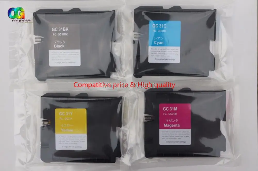 4pcs RICOH Sublimation Ink GC31 GC-31 Ink Cartridge compatible FOR Ricoh Gx e3300 GXe5050N,GXe5500,GXe5550N,GXe7700 printer ink
4pcs RICOH Sublimation Ink GC31 GC-31 Ink Cartridge compatible FOR Ricoh Gx e3300 GXe5050N,GXe5500,GXe5550N,GXe7700 printer ink