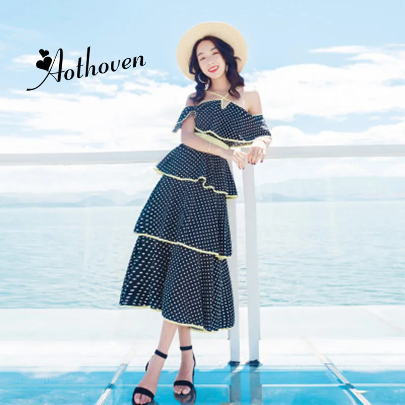 2018 Summer Vintage Dot Off the Shoulder Cascading Ruffle Dress Women Butterfly Sleeve Halter Dress Casual Office Beach Dresses
2018 Summer Vintage Dot Off the Shoulder Cascading Ruffle Dress Women Butterfly Sleeve Halter Dress Casual Office Beach Dresses