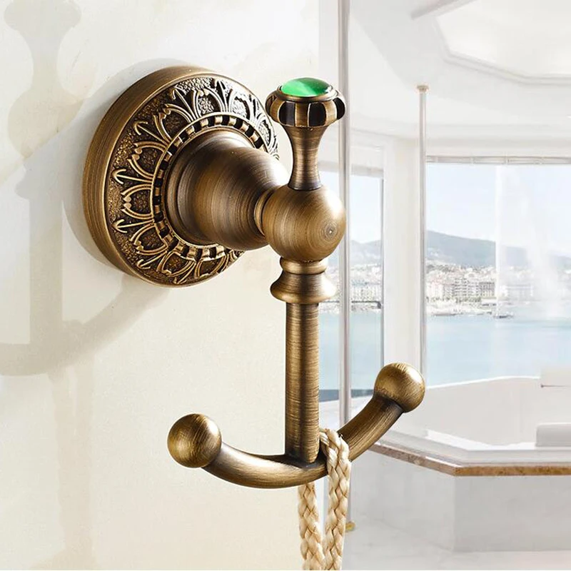 Vidric Solid Copper Robe Hooks Wall Hook Antique Brass Jade Double Clothes Hanger Towel Hooks gancho Bathroom Accessories
Vidric Solid Copper Robe Hooks Wall Hook Antique Brass Jade Double Clothes Hanger Towel Hooks gancho Bathroom Accessories