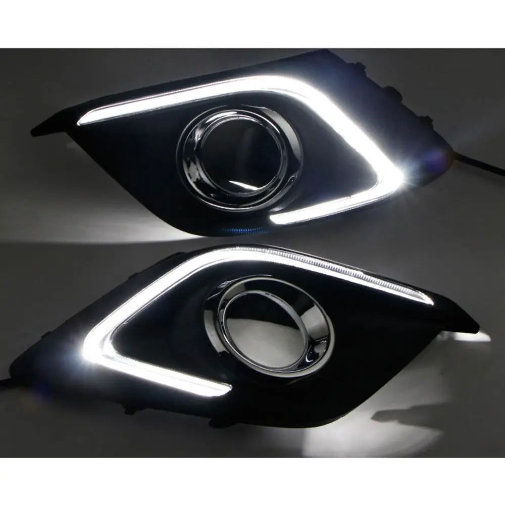 2pcs Chrome Daytime Running Light DRL White LED Driving Fog Lamp Bezel Garnish For 2014 3 AXELA Accessories Car Styling
2pcs Chrome Daytime Running Light DRL White LED Driving Fog Lamp Bezel Garnish For 2014 3 AXELA Accessories Car Styling