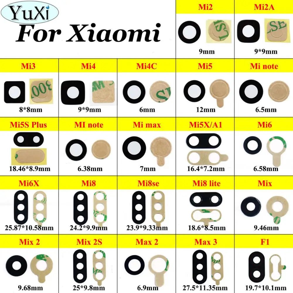 YuXi New Rear Back Camera Glass Lens Cover For Xiaomi Mi Mix 2 2S Max 2 3 F1 for mi 5 6 8 with Ahesive Sticker Replacement Parts
YuXi New Rear Back Camera Glass Lens Cover For Xiaomi Mi Mix 2 2S Max 2 3 F1 for mi 5 6 8 with Ahesive Sticker Replacement Parts