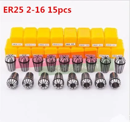 Free freight ER25 15PCs clamp set 2mm to 16 mm Range for milling CNC engraving machine tool motor axis.
Free freight ER25 15PCs clamp set 2mm to 16 mm Range for milling CNC engraving machine tool motor axis.