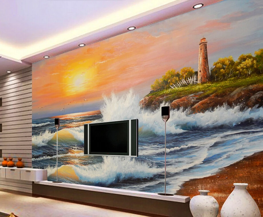 Custom vintage wallpaper, seascape oil painting, 3D mural for living room bedroom TV backdrop waterproof wallpaper
Custom vintage wallpaper, seascape oil painting, 3D mural for living room bedroom TV backdrop waterproof wallpaper