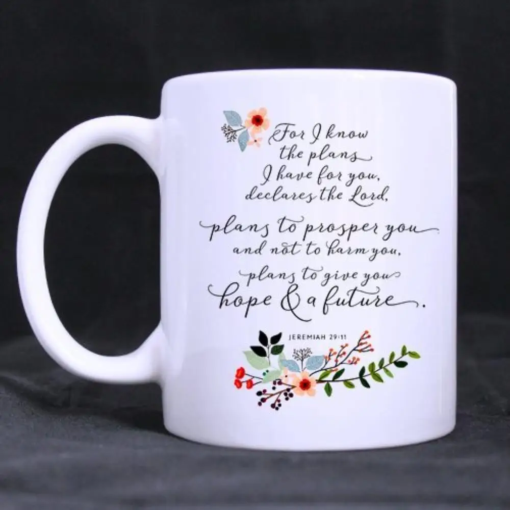 Coffee Mug Tea Cup - Verse"For I know the plans I have for you"Cups (11 Oz capacity)
Coffee Mug Tea Cup - Verse"For I know the plans I have for you"Cups (11 Oz capacity)